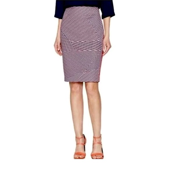 🌸1 State Geometric Patterned Pencil Skirt - Red, White, and Blue - Picture 1 of 7